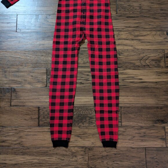 Kids Hatley little Blue House onesie union suit pajamas red plaid size 14 - Picture 9 of 14